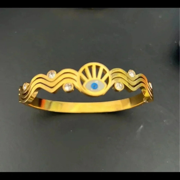 Evil Eye Stainless Steel Bracelet Bangle - Picture 3 of 4